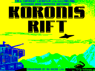 Koronis Rift title screen for ZX Spectrum
